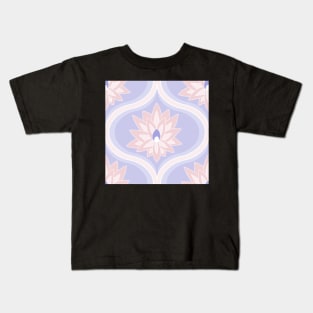 candy and periwinkle lotus flower ogee pattern Kids T-Shirt